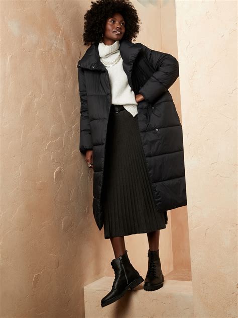 banana republic long puffer coat